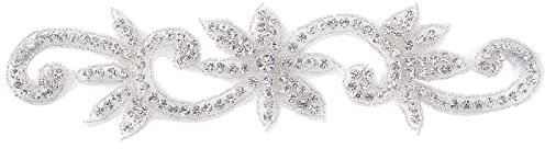 FINGERINSPIRE Kristall-Strass-Hochzeitskleid-Gürtel-Applikation zum Aufbügeln/Nähen von Strass-Braut-Schärpe-Dekoration Strass-Perlen-Applikation für Kleider, Kopfschmuck, Schuhe