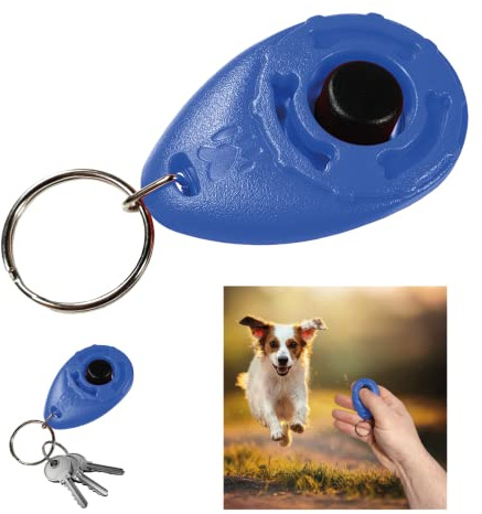 Powersell srls Clicker pour Chiens avec Porte-clés, Formation et Formation, Chien Training - Chien, Chat, Cheval - Poignée Facile, Formation à Un Comportement Correct (Bleu)