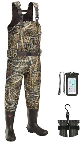 TIDEWE Chest Waders with Boot Hanger, Hunting Waders for Men Next Camo Evo with 600G Insulation, Waterproof Cleated Neoprene Bootfoot Wader, Insulated Hunting & Fishing Waders (Size 12)