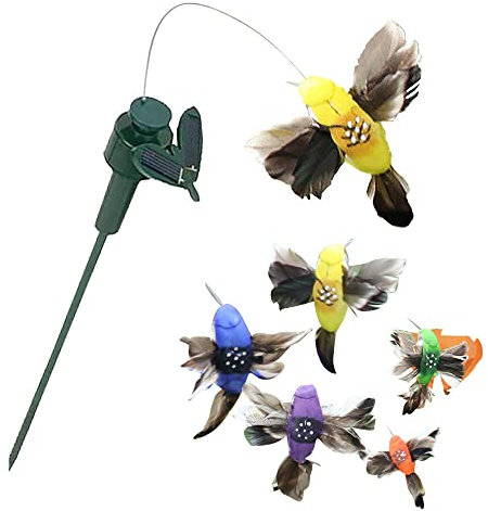 SagaSave Lot de 2 papillons de jardin à énergie solaire/à piles - Motif colibri flottant - Pour jardin, cour, plantes, fleurs, patio, paysage (couleur aléatoire)