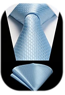 HISDERN Krawatten für Herren Einfarbige Formal Krawatte mit Einstecktuch Set Klassisch Hochzeit Elegant Business Party