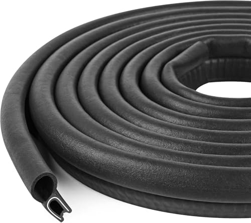 Automotive Door Weather Stripping 20Ft/6.1M Car Door Rubber Edge Trim Seal Strip Gasket with Top Bulb Easy to Install for Car Bus Camper Boat RV Truck Doors and Home Applications