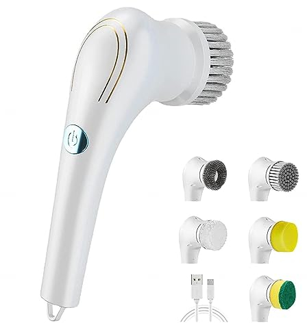 Cordless Electric Spin Cleaner, With 5 Changing Heads Cleaning Brush Electric, Usb Charging,360° Vibration Cleaning Scrubber Brush, For Cleaning Tile,Floor,Window
