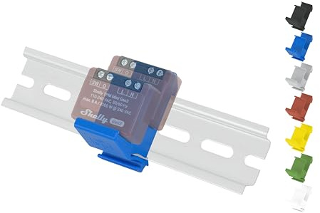 Print Worth Support de rail de toit 3D « Flat Dual » pour tous les 14 Shellys de la série MINI : 1, 1-LR, 1PM, 1PM-LR, PM, EM (Wave/Plus, G3, G4) DIN Rail bracket (35 mm) (Bleu (Prime))