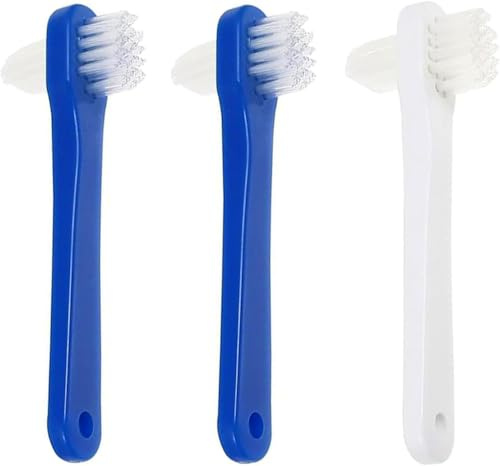 Ryaupy 3PCS Spazzolini Denti a Doppia Testa - Della Protesi Dentaria Strumento per Pulizia - Della Dentiera Spazzolini Denti a Doppia Testa per Cur (Blu*2, Bianco*1)