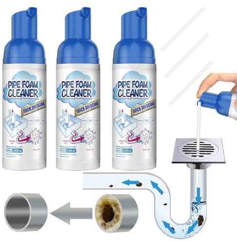 Detergente In Schiuma Per Scarichi Di Scarico,Pulitore Di Schiuma Per Tubi Di Scarico,Per Rimuovere E Pulire Gli Intasamenti Dei Capelli, Deodorante Per Tubi,Detergente In Schiuma Rapida (3 bottiglie)