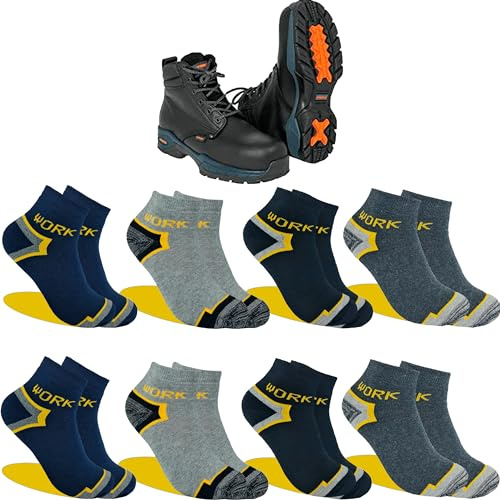 PROUTHS Calzini da lavoro uomo estivi, calzini alla caviglia adatti per stivali di sicurezza, con materiali migliorati per una maggiore durata e sicurezza, X4 PAIA, 40-46