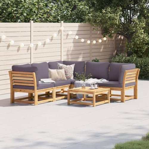 Homgoday 6-TLG. Garten-Lounge-Set Gartenmöbel Set Balkonmöbel Sofa Gartensofa Sitzgruppe Lounge Sofa Sitzmöbel Garten Lounge mit Kissen Gartengarnitur Garten Terrasse Massivholz Akazie
