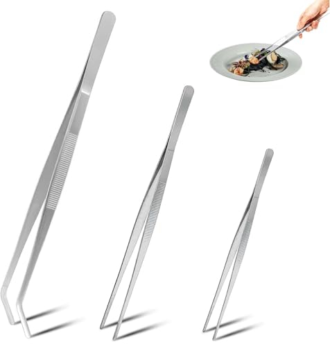 3 Stück Kochpinzette, Küchenpinzette, Kochpinzette Edelstahl, Grillpinzette, Grillpinzette, Pinzette Küche, Fleischzange, Koch Pinzette Küche, Koch Pinzette Küche, Kochzange