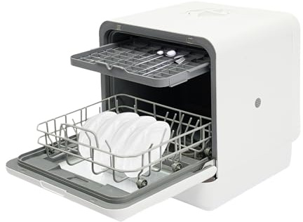Tischgeschirrspüler, 1100w Tragbarer Kompaktgeschirrspüler mit 4 Waschmodi, 6L Wassertank, 2 Ebenen Push-Pull Essstäbchen und Schalenhaltern, Mini-Geschirrspüler für Familie von 4-6
