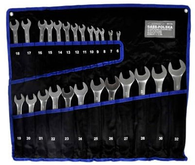 Jeu de clés à anneau plat CRV 6-32 mm, 25 pièces | BASSPOLSKA | Garantie de 10 ans! |