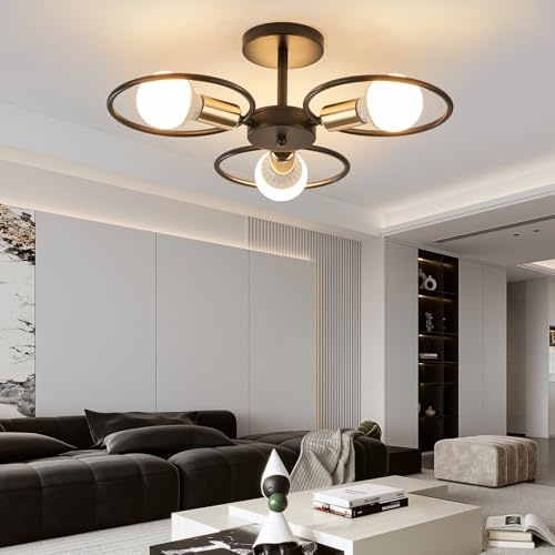 YOODI Lampara Techo Vintage, Lámparas de Araña Industriales Techo de Araña Modernas, Lámparas de Techo Salon con Base E27, Lampara Techo Dormitorio Cocina de Metal (Sin Bombilla)