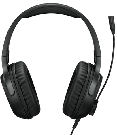 Lenovo H110 Wired Gaming Headset - 3.5mm Connection, Omni-Directional Microphone, Breathable Ear Cups, Built-in Volume Wheel - Black