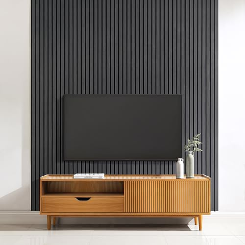 Home Treats Wall Panel Wood Slat | Decorative Wooden Panelling 3D Slatted Acoustic Sound Absorbing Ceiling or Wall Slats (Grey Oak, 120 x 60cm (2 Pack))