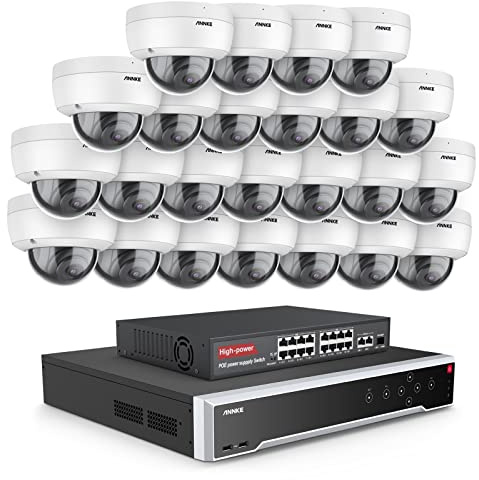 ANNKE 32 CH 4K POE - Kit di sorveglianza 5 MP NVR (senza disco rigido) e 24 telecamere di sorveglianza IP con audio, vandalismo IK10, visione notturna, allarme di movimento, accesso remoto