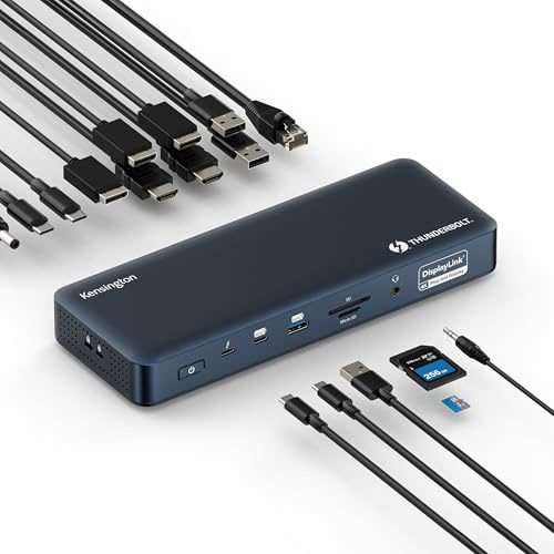 Kensington SD5900T Thunderbolt 4 Displaylink Quad 4K Docking Station for All MacBook M1/M2/M3/M4 and Windows (K35232NA)