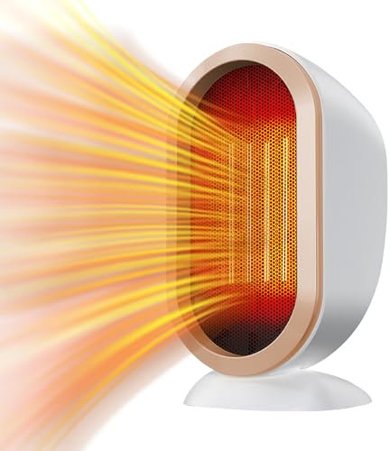 ZoneYan Heizlüfter Energiesparend, 1200W Keramik Heizlüfter Leise, Mini Heizungslüfter, Tragbare Heizlüfter klein, Überhitzungs- & Kippschutz, für Büro, Heim, Schlafsaal (N1 White)