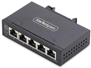 StarTech Switch Reseau Industriel 5 Ports Non Gere (I51G-ETHERNET-SWITCH) | Dock, Commutateur GbE, 100/1000, Montage mural, 9-60V DC, Protection ESD niveau 4