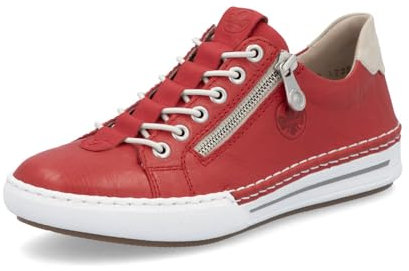 Rieker Dam lågtopp sneakers L7250, kvinnor halvskor, lös insats, Röd 34, 38 EU