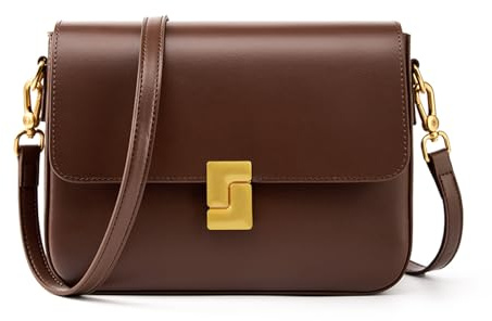 MoreFarther Schultertaschen für Damen, Umhängetaschen aus echtem Leder, Vintage-Handtaschen mit verstellbarem Riemen, Designer-Taschen | Kratzfestes Leder, verstellbarer Riemen, goldfarbene Hardware, Innentaschen, Magnetverschluss für tägliche Reisen