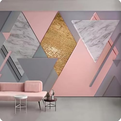 3D Fototapete Rosa Geometrisches Muster Wohnzimmer Schlafzimmer TV Hintergrund Wandbild Tapeten,3D,400x280cm