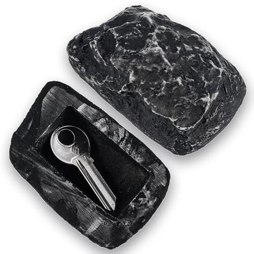 Caja de llaves de roca falsa, aspecto de piedra, segura para exteriores, caja de seguridad secreta para llaves