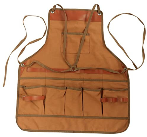 DIYEAH Grembiule in Tela Resistente Per Barbecue Campeggio e Cucinare Con Cinghie Incrociate Sulla Schiena e Tasche Per Utensili e Bottiglie