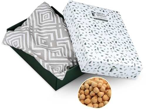 GRÜNSPECHT Kirschkern-Kissen 22 x 24 cm, Wärmekissen aus Baumwolle mit natürlicher Kirschkernfüllung, mit Geschenkbox, für Mikrowelle & Backofen, bei Verspannungen & Bauchschmerzen,(110-V8)