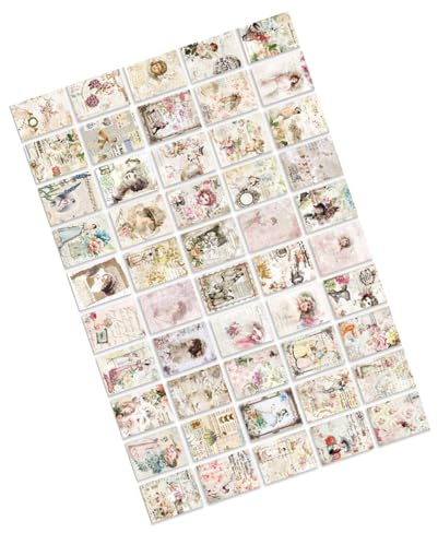 Jiawu Estetiskt Vintage Scrapbook-Papper 100 Ark Estetiskt Journalföring Bakgrundspapper Multipurpose Papper för DIY Planner Journal Fotoalbum Kraftpapper Material (Typ 1)