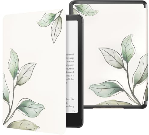 MoKo Hülle für 7 Kindle Paperwhite 12. Gen & Colorsoft, Leaves | Leicht&Schlank, Leichte PU, Auto Schlaf/Aufwach, für Kindle Paperwhite 12. Gen 2024&Kindle Colorsoft 1. Gen 2025/2026