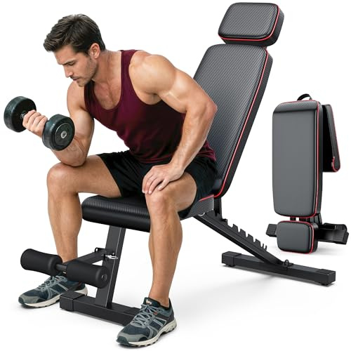 XDDIAS Verstellbare Hantelbank klappbar bis 360 kg, Multifunktion Fitnessbank mit 10-fach-Positionen und Kopfstütze, Trainingsbank für Bankdrücken, Bauchtraining und Krafttraining für Home Gym
