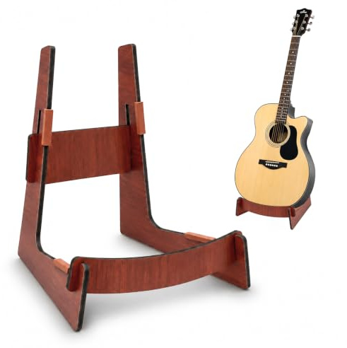 Ehanfus Supporto Chitarra da Terra in Legno, Porta Chitarra da Terra Antiscivolo, Supporto per Chitarra in Legno, Accessori Chitarra per Chitarra Acustica Classica Elettrica, Basso, Ukulele (Rosso)