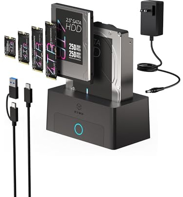 ICY BOX DockingStation 2,5/3,5/M.2 NVMe USB 3.2 Gen 2 Spade Dock 1123 | 2,5, 3,5 HDD/SSD sowie M.2 NVMeUSB 3.2 Gen 2 (10 Gbps) zum HostUSB-C zu USB-C/-A Kabel inklusive