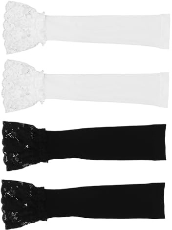 CTIRCHIU 2 Paia di Manicotti per Braccia in Pizzo Bianco Effetto Rinfrescante e Protezione Solare, Lunghi Senza Dita, per Escursionismo nella Calda