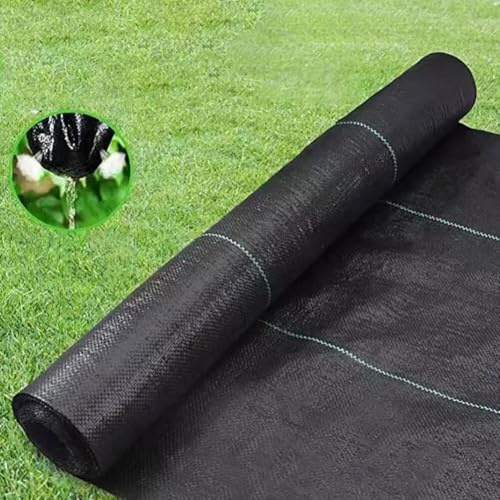 Auratrove Barrera de malezas de tela de polipropileno negro, resistente al desgarro, transpirable, para parterres de jardín, pasarelas