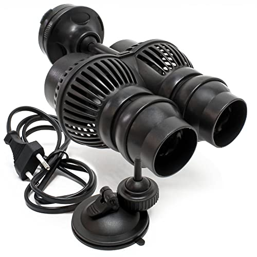 SunSun JVP-201AB Strömungspumpe 6000 l/h 12 W Aquarium Pumpe mit 2 schwenkbaren Düsen, Saugnapf und Magnethalter zur einfachen Befestigung