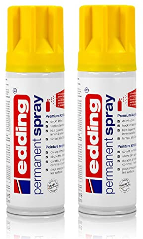 2x edding Permanent Spray verkehrsgelb 200 ml Premium Acryllack, RAL 1023