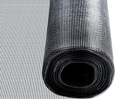 casa pura Fliegengitter für Fenster und Balkontür | Zuschneidbare Insektenschutz Fenster aus Fiberglas mit Vinyl-Beschichtung | Fliegenschutzgitter Rolle, Fliegennetz Meterware schwarz (15m x 1,2m)