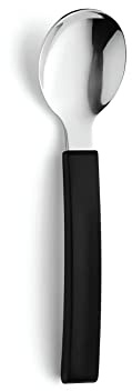 AMEFA SELECT Löffel, ergonomisches Besteck, 18/10-Edelstahl, 18 cm | gerade Form, schwarzer Kunststoff-Griff, für Senioren und Rheumatiker, Links- und Rechtshänder, spülmaschinenfest
