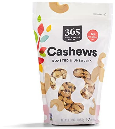 365 by Whole Foods Market, Roasted Unsalted Cashews, 16 Ounce