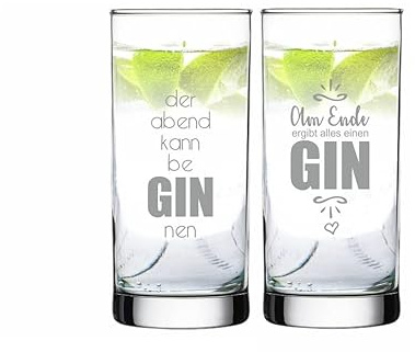 4you Design 2-er Set Gin Gläser mit Sprüchen – Geschenkidee zu Weihnachten für Männer & Frauen – Wichtelgeschenk für Arbeits-kollegen – Spülmaschinenfest – Geschenk zum Geburtstag
