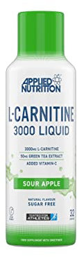 Applied Nutrition L Carnitine 3000 Liquid - L-Carnitine with Green Tea & Vitamin C, Boosts Energy & Weight Management, Vegan (480ml - 32 Servings) (Sour Apple)