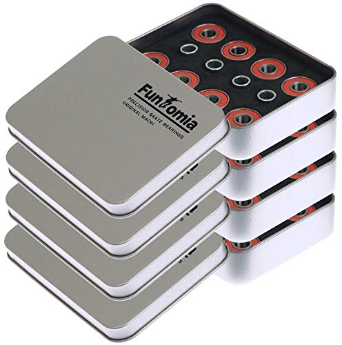 FunTomia 8, 16 oder 32 Stück 608er 2RS MACH1 ABEC-9 Renn Kugellager/Lager + Spacer in Einer Metallbox z.B. für Inliner Skates Skateboard Rollerblade Waveboard und Longboards