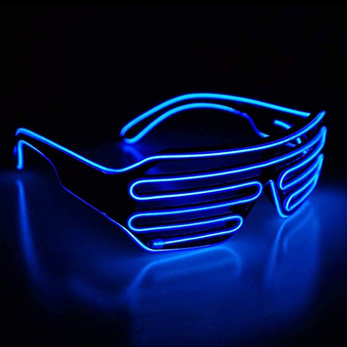 Neon El Wire LED-Brille mit Auslöser, Standard-Kontrollbox, lustig, erstaunlich, coole Brille, Brille für Weihnachten, Halloween, wilde Party, Tanzball, verrückte Partys, Raves (blau)