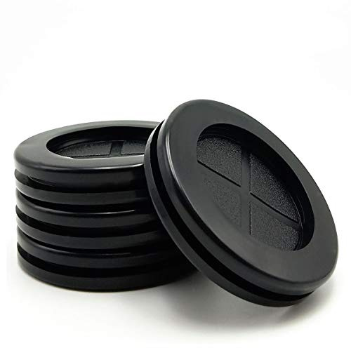EASYEAH 2 Inch Rubber Grommets for Wiring, 1-5/8 in ID, Double-Sided Rubber Plugs for Round Holes, Firewall Grommet Automotive, Wire Cable Grommets for Metal Electric Box, 4 Pcs 42×50 mm, Black