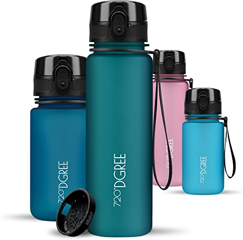 720°DGREE Trinkflasche Kinder 500ml “uberBottle“ softTouch +Sieb - Auslaufsicher, BPA-Frei - Flasche für Schule, Sport, Fitness - Wasserflasche aus Tritan - Schmal, Leicht, Stoßfest, Wiederverwendbar