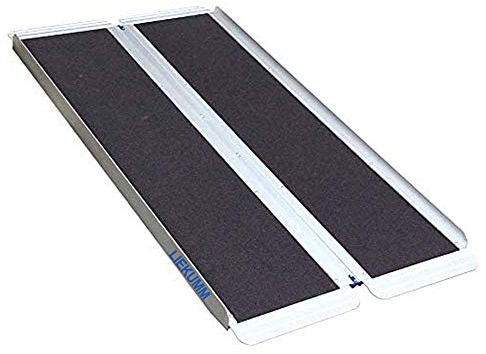 LIEKUMM Rollstuhlrampe 77 cm Breite, 300 kg Kapazität Rollstuhlrampe Klappbar, 152 cm Aluminium Rollstuhlrampe für Treppen, Stufen, Bordsteine, Schwellenrampe für Elektro-Rollstuhl, Kinderwagen