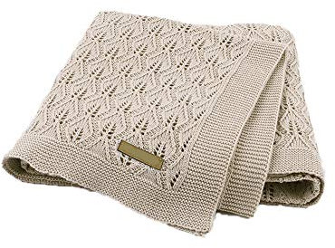 Surwin Strickdecke Babydecke Kuscheldecke Baumwolle, Mädchen und Jungen Babys Gestrickt Kinderdecke Freien Krabbeldecke Perfekt für Kinderwagen Babybett (80x100cm,Kamel)