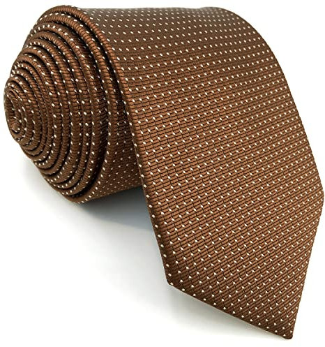 S&W SHLAX&WING Corbatas para Hombre Corbata Formal Marrón Cobre con Puntos Blancos Corbata de Talla Clásica