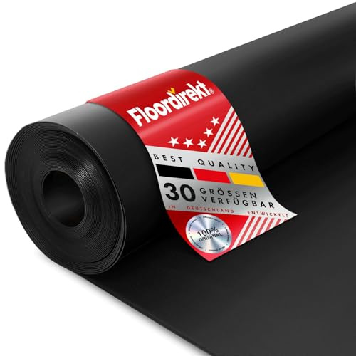 Floordirekt SBR Gummimatte 120 x 50 cm, 10 mm - Meterware - Schwarz & Glatt - Bautenschutzmatte Antirutschmatte Gummi Boden Matte - Bodenbelag Gummiplatte Gummistreifen